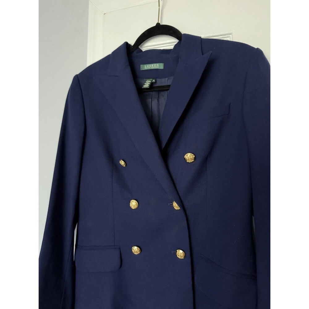 Lauren Ralph Lauren Double Breasted Blazer Navy Wool Gold Buttons 10 - Picture 5 of 8
